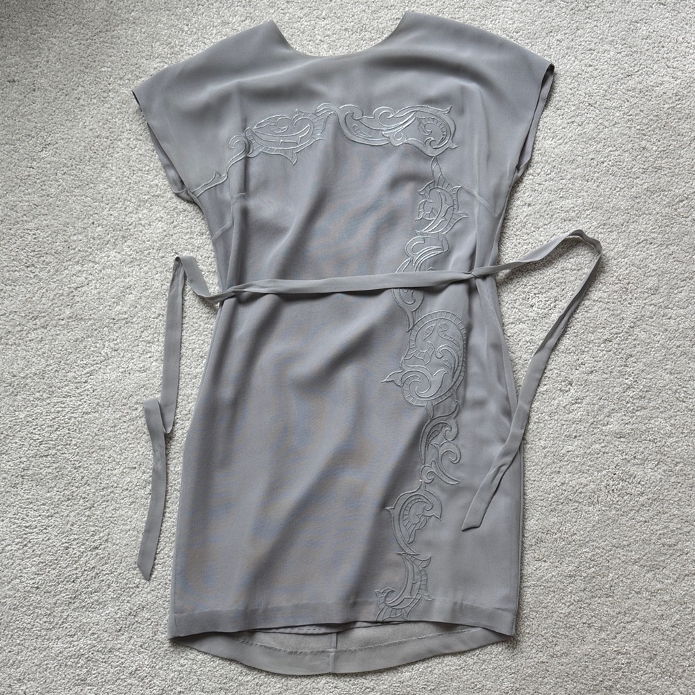 Armani Exchange - Elegant Gray Dress with Embroidered Detail